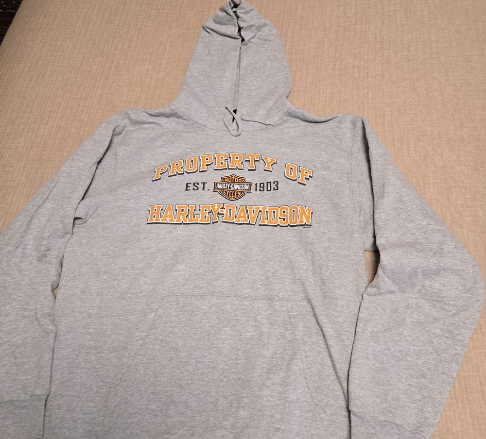 Harley-Davidson Gray Hoodie with Orange Text